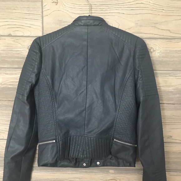 LAST 1✨Faux Leather Biker Jacket in Charcoal Gray - Picture 7 of 8